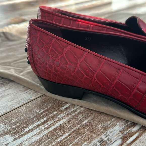 Tod’s Alligator Crocodile Pointed Toe Drivers Loafers Shoes with storage bag - Picture 11 of 12